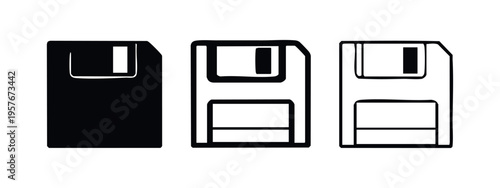 Floppy Disk and Save Icon Set for Data Storage and File Saving