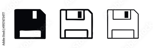 Floppy Disk and Save Icon Set for Digital Data Preservation