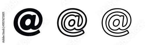 At Symbol Icon Set. Email address, social media, and internet communication symbol.