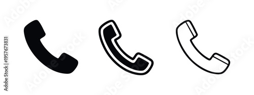 Phone call icon set for communication, contact, and customer service in various styles