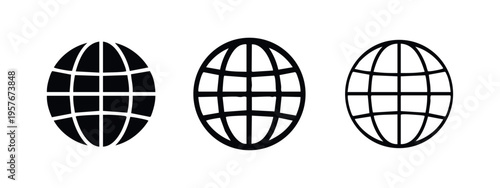 Global internet and world wide web icon set for digital connection in various styles