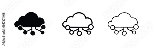 Cloud Computing Network Icons Set, Digital Data Connection Symbols