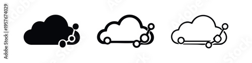 Cloud Network Connection Icons Set, Digital Cloud Data Flow Symbols