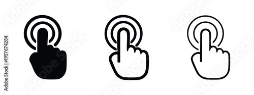 Tap Gesture Icon Set. Vector symbols for click finger pointer and user interface interaction.