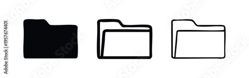Folder icon set. File directory or document storage symbol. Digital organization vector illustration.
