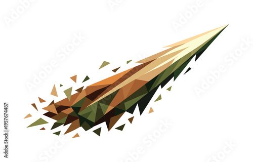 Low-poly vector illustration of a concentrated light beam as the central hero object, angular ray composed of sharp triangular