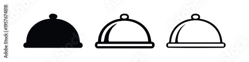 Cloche Food Cover Icon Set for Restaurant and Catering Service