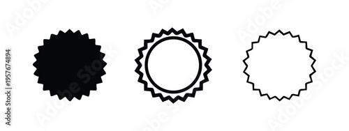 Jagged Edge Starburst Seal Icons with Inner Circle Design