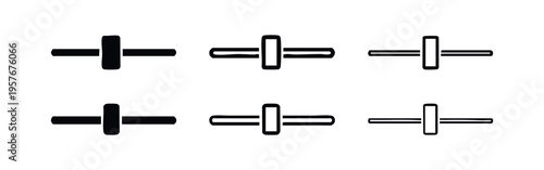 Horizontal Slider Control Icon Set: Solid, Outline, and Thin Line Styles for Volume and Settings Adjustment