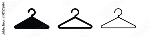 Clothes Hanger Icon Set. Wardrobe and Fashion Accessory Symbol for Retail and Apparel Industry.