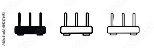 Wi-Fi router and modem icon set for wireless internet and home network connectivity