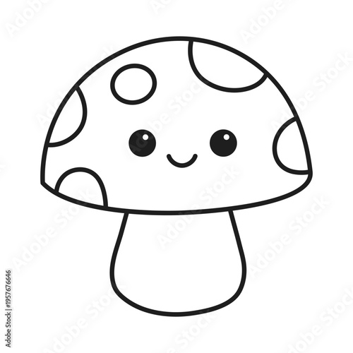 Cute Mushroom Doodle – Kawaii Forest Plant Coloring