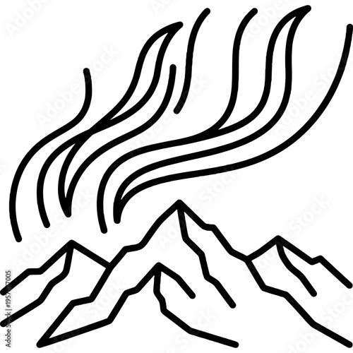 Minimalistic aurora borealis northern lights outline icon