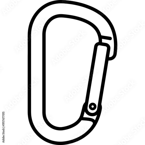 Minimalistic climbing carabiner clip outline icon