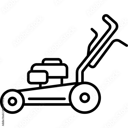Minimalistic push lawn mower outline icon