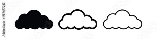 Cloud Icons Set, Weather or Data Storage Symbol Vector