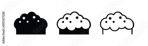 Sweet Cupcake or Muffin Icons Set with Sprinkles, Bakery Pastry Symbols