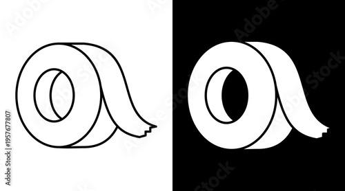 Adhesive Tape Icon. Two-Tone Version On Black And White Background