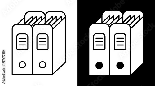 Archives Icon. Two-Tone Version On Black And White Background