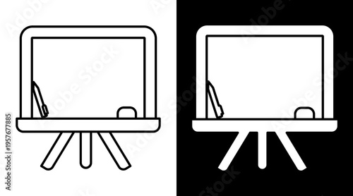 Blackboard Icon. Two-Tone Version On Black And White Background