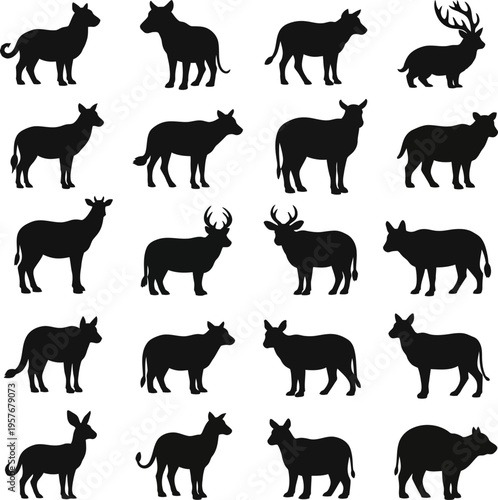 Collection of various deer and antelope silhouettes
