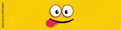 Funny cartoon character face with tongue sticking out. Cartoon character face showing a playful expression with wide eyes and tongue sticking out
