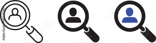 Magnifying Glass & User Search Icons: Conceptual visual representation of recruitment or identity search using magnifying glass icons.