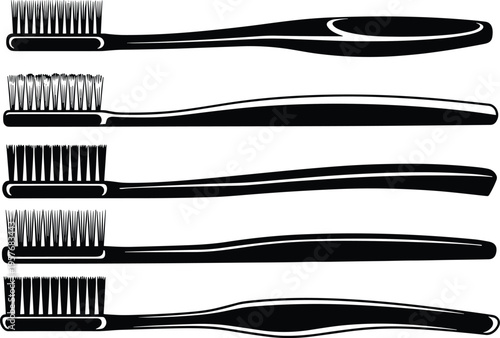 Black and white toothbrushes with different bristles dental