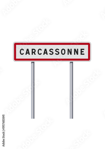 Panneau d'entrée de la ville de Carcassonne (Aude) en vectoriel