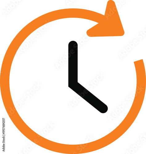 Clock and Circular Arrow Icon for Time with Graphic Resource
