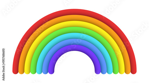 3D Colorful rainbow in cartoon style. Plasticine rainbow in 3D cartoon style. Vector