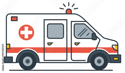 White ambulance icon for emergency medical transport, ideal for healthcare, urgent care, medical services, paramedic operations