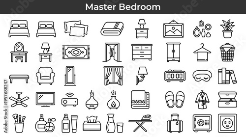 Master Bedroom Icons: A Comprehensive Collection of Furniture and Decor Elements