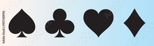 Four playing card suits spade club heart and diamond isolated illustration