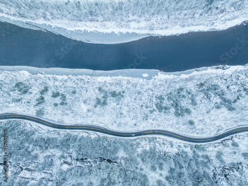 Wallpaper Mural Delaware River Hawks nest aerial view in winter Torontodigital.ca