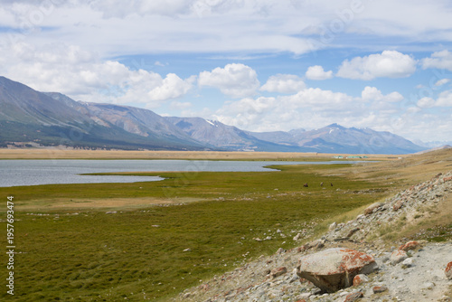 Khurgan lake landscape, Altai, Mongolia, Tsengel district