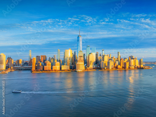 Wallpaper Mural Aerial view of Manhattan golden hour Torontodigital.ca