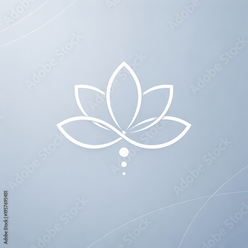 White lotus flower symbol on soft blue background  
