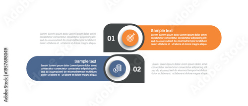 Vector infographic template with icons and 2 options or steps. Can be used for process diagram, presentations, workflow layout, flow chart, info graph	