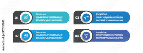 Business infographic design template with 4 options, steps or processes. Can be used for workflow layout, diagram, annual report, web design