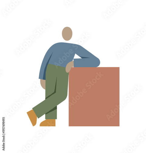 Individual transitioning toward clarity integrating as body orientation aligns naturally with the stable reference. Stylized