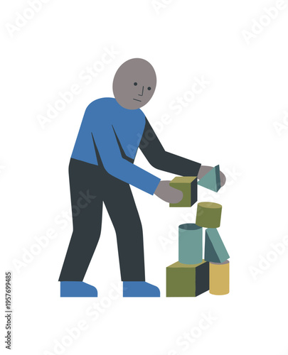 Individual making a subtle internal adjustment while task order remains intact, refining professional sequencing. Stylized