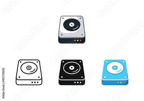 Reliable storage outcome represented by a secure hard drive unit with rounded edges and central platter mark, clearly visible as
