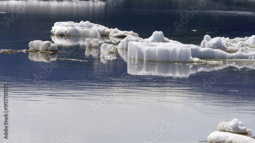 Melting ice of Lake Baikal in late spring.