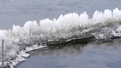 Melting ice of Lake Baikal in late spring.
