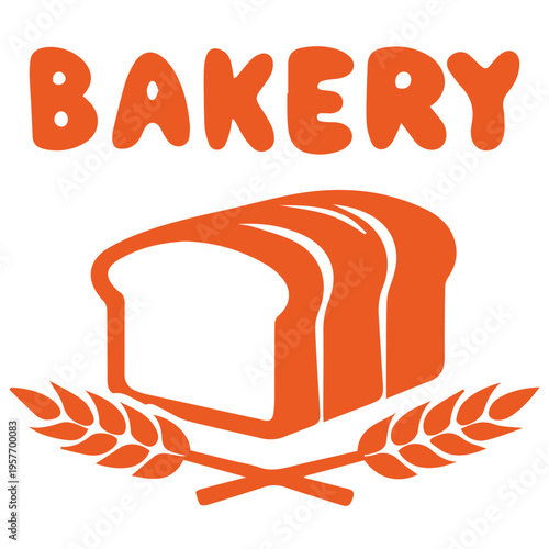 Bakery sliced bread loaf with wheat decoration simple food illustration