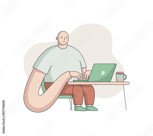 Soft person prepares meeting notes digitally, typing key points while coffee cools beside the laptop quietly at home later tonight
