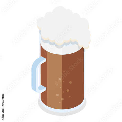 3D Isometric Flat Vector Illustration of Types Of Beer, Beverages in Recommended Glasses. Item 12