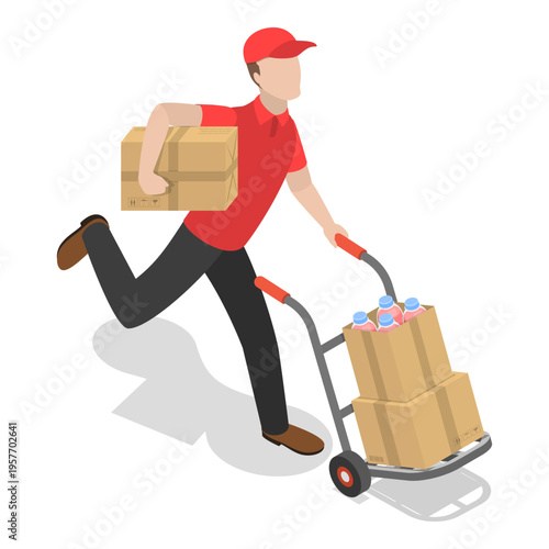 3D Isometric Flat Vector Illustration of Producing of Soft Drinks , Juice Factory Processing and Packaging Line. Item 2