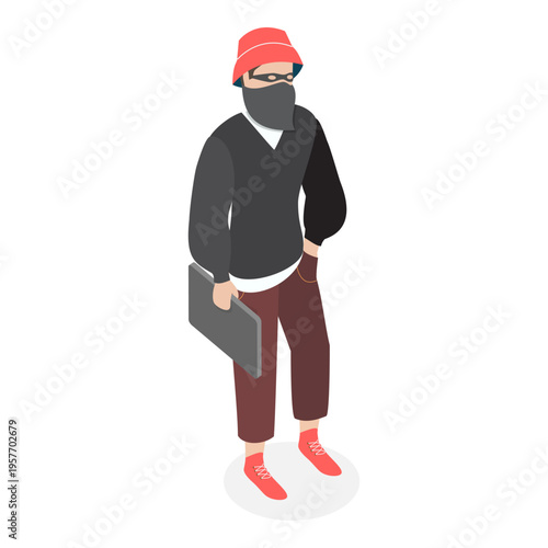 3D Isometric Flat Vector Illustration of Hackers Classification, Digital Security, Online Threats. Item 4